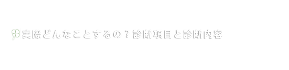 実際どんなことするの？診断項目と診断内容